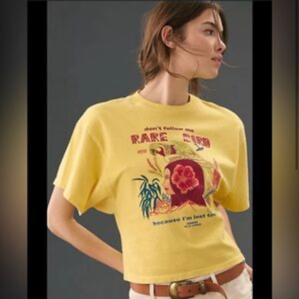 Mother denim rare bird yellow tee